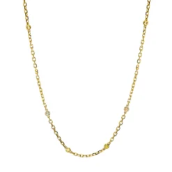 Collier aus 750 Gold Gelbgold 12 Saphire 0,4ct mehrfarbig L:43,2cm