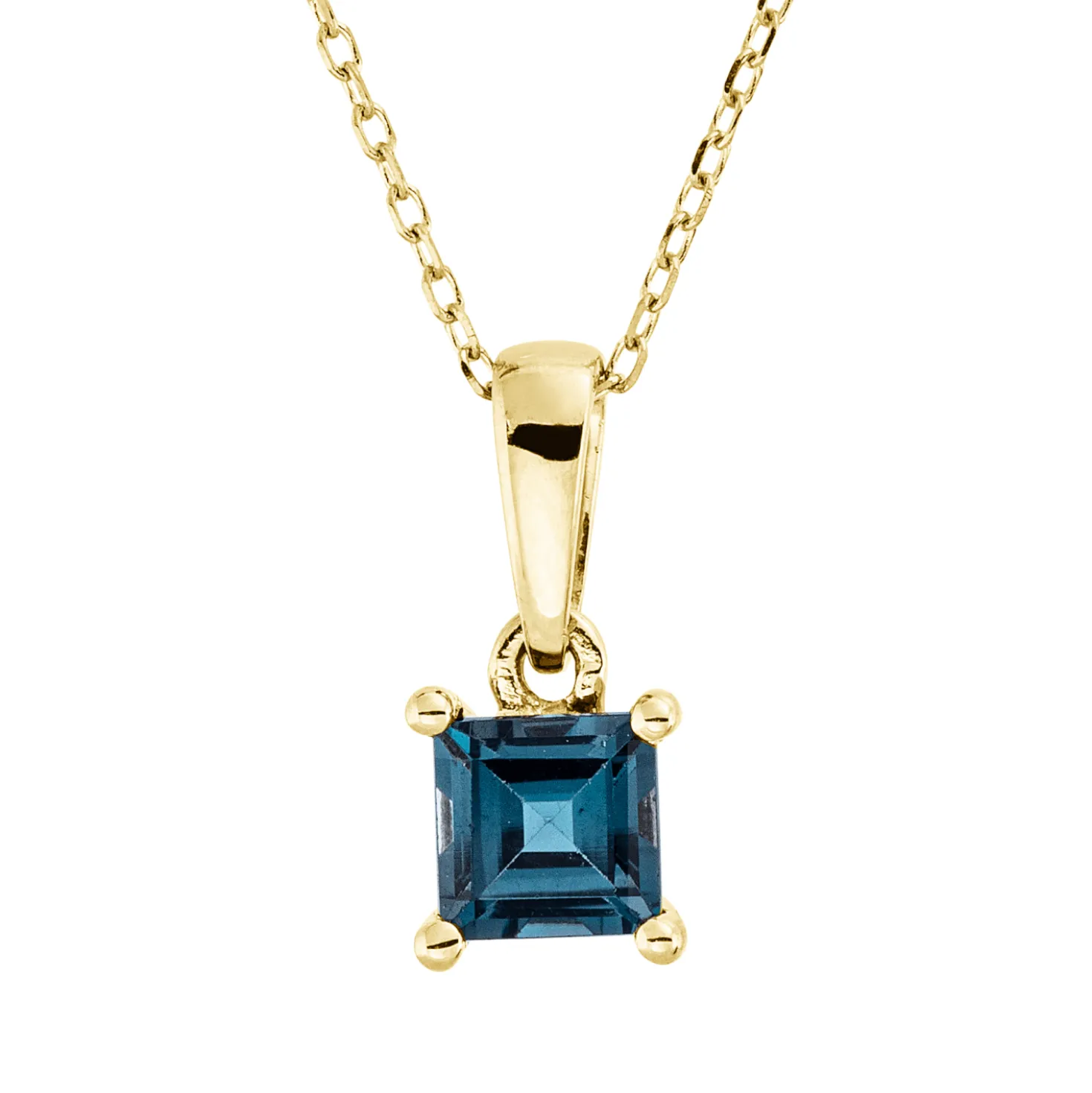 Collier aus 750 Gold Gelbgold Topas 0,42ct London Blue L:45cm 4er-Krappe