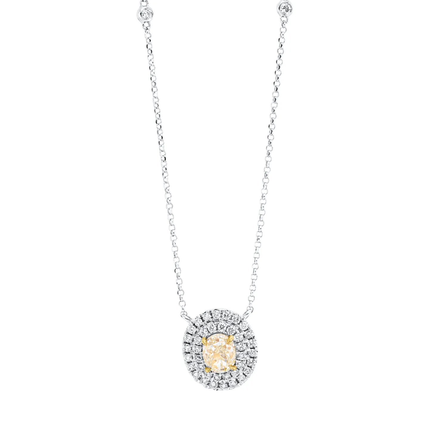 Collier aus 750 Gold gelb/weiß 41 Diamanten 1,02ct L:43cm 4er-Krappe