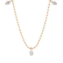 Collier aus 750 Gold Rotgold 3 Brillanten 0,09ct TLB-SI L:46cm