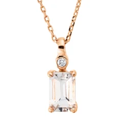 Collier aus 750 Gold Rotgold Morganit 0,54ct Brillant 0,01ct TW-SI L:45cm