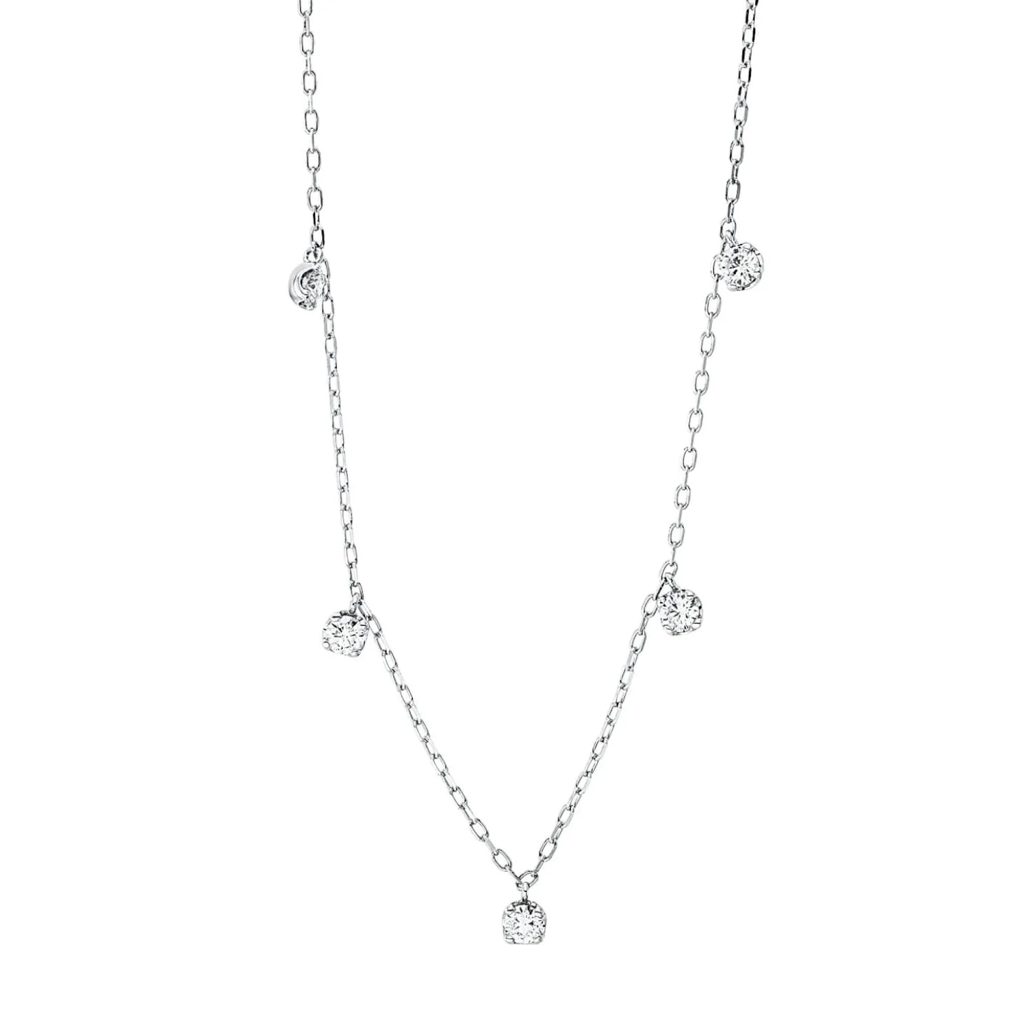 Collier aus 750 Gold Weißgold 5 Brillanten 0,38ct TW-PI L:45,7cm