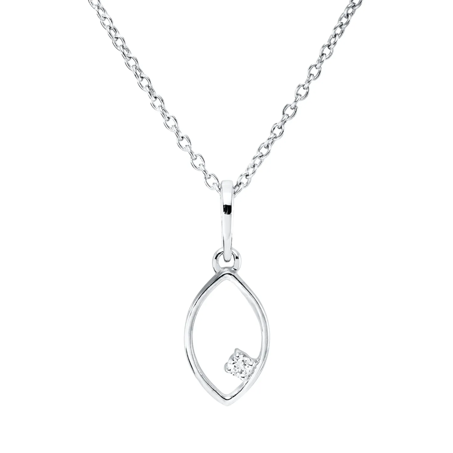 Collier aus 750 Gold Weißgold Brillant 0,02ct TW-SI L:45cm 4er-Krappe