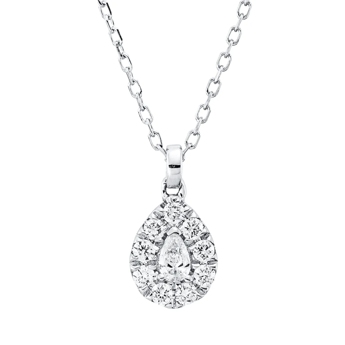 Collier aus 750 Gold Weißgold 10 Diamanten 0,19ct L:45cm