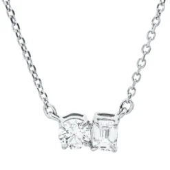Collier aus 750 Gold Weißgold 2 Diamanten 0,28ct TW-SI L:45cm