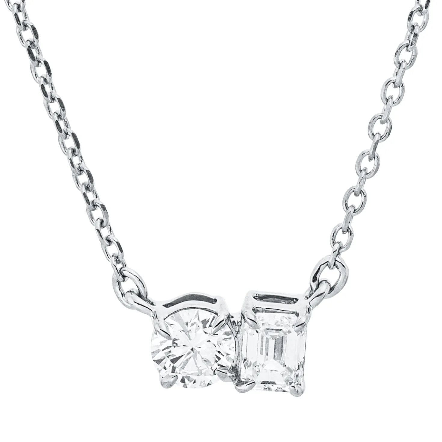 Collier aus 750 Gold Weißgold 2 Diamanten 0,28ct TW-SI L:45cm
