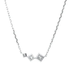 Collier aus 750 Gold Weißgold 3 Diamanten 0,3ct TW-SI L:45,7cm