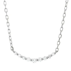 Collier aus 750 Gold Weißgold 9 Diamanten 0,16ct TW-PI L:45,7cm