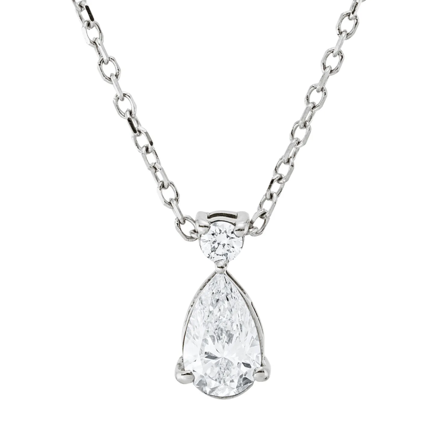 Collier aus 750 Gold Weißgold 2 Diamanten 0,34ct TW-SI L:45cm