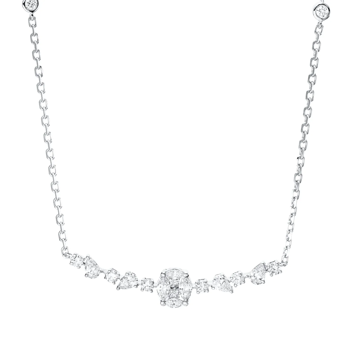 Collier aus 750 Gold Weißgold 20 Diamanten 0,79ct L:45,7cm