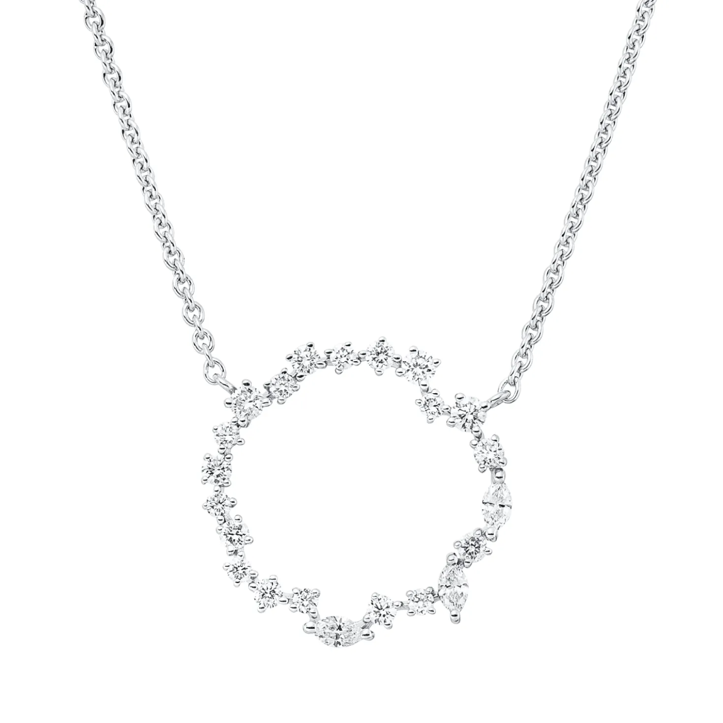 Collier aus 750 Gold Weißgold 22 Diamanten 0,3ct L:45cm