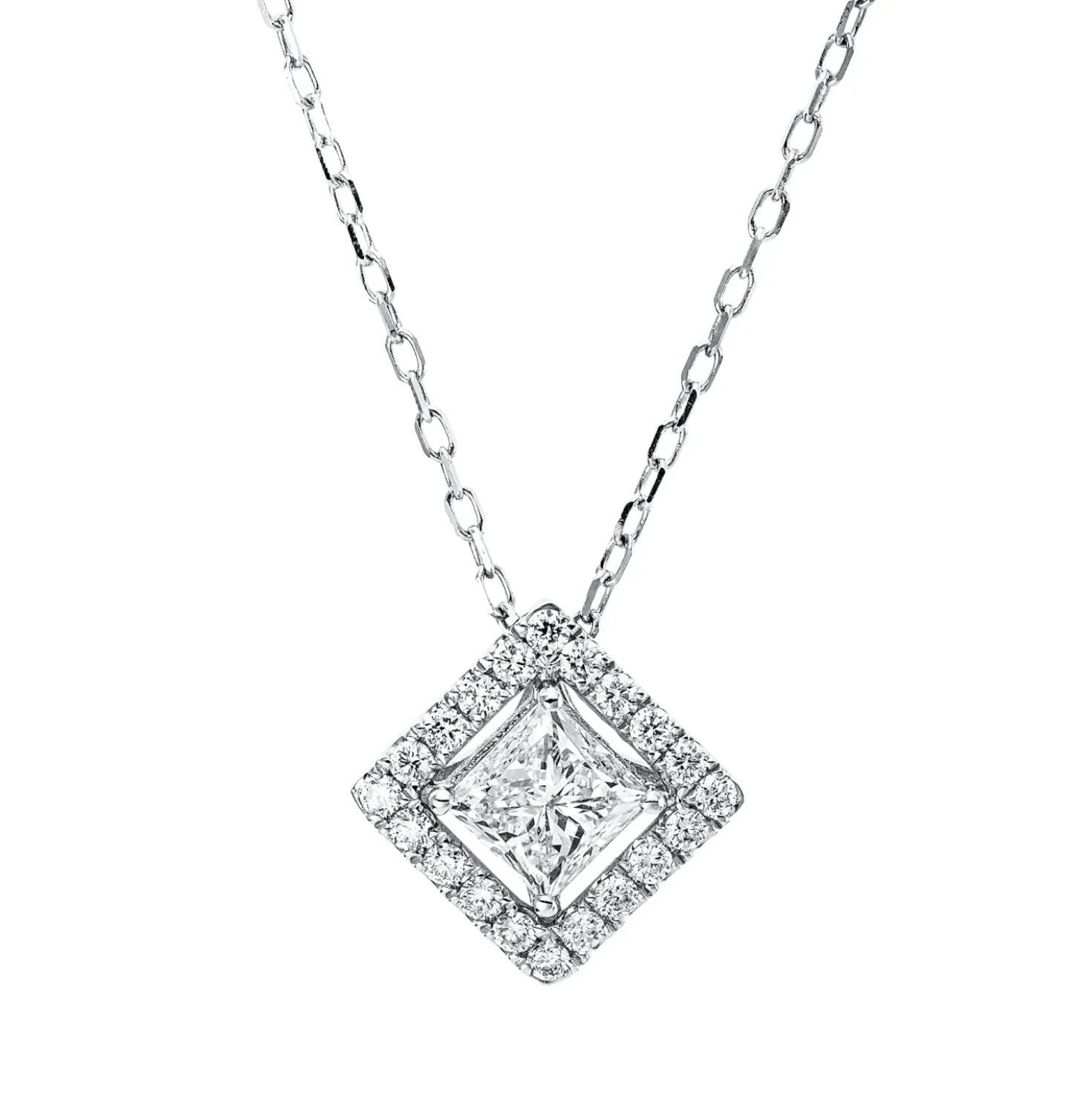 Collier aus 750 Gold Weißgold 21 Diamanten 0,92ct TW-SI L:45,7cm