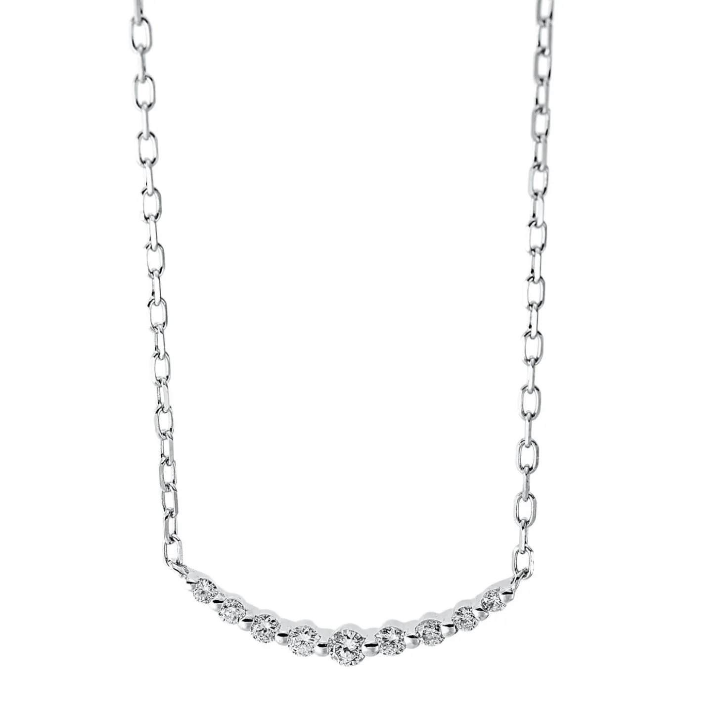 Collier aus 585 Gold Weißgold 9 Diamanten 0,14ct TW-SI L:45,7cm