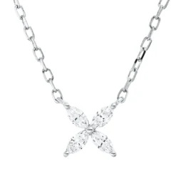Collier aus 750 Gold Weißgold 5 Diamanten 0,23ct TW-SI L:45,7cm