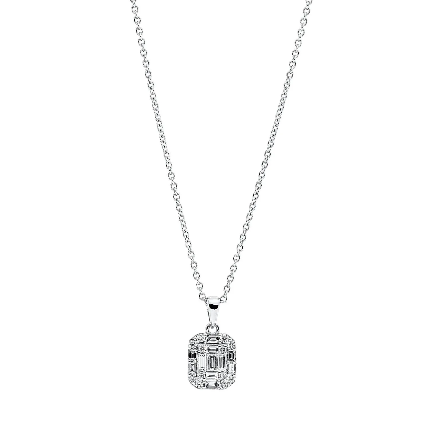 Collier aus 750 Gold Weißgold 23 Diamanten 0,37ct TW-SI L:45cm
