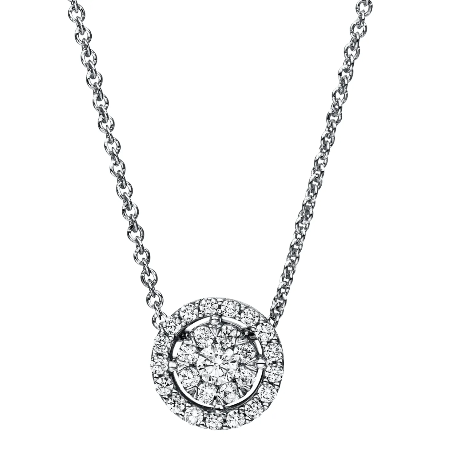 Collier aus 750 Gold Weißgold 26 Diamanten 0,41ct TW-SI L:45cm