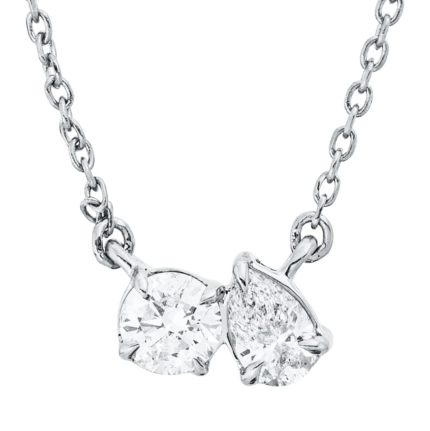 Collier aus 750 Gold Weißgold 2 Diamanten 0,31ct TW-SI L:45cm