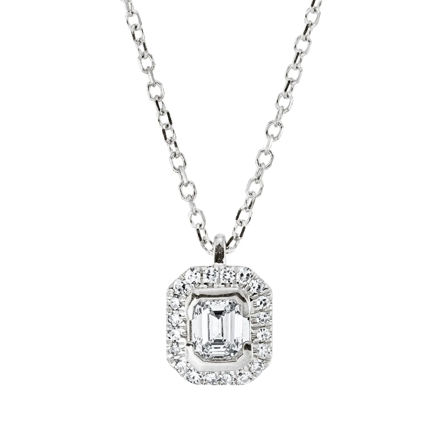 Collier aus 750 Gold Weißgold 21 Diamanten 0,26ct TW-SI L:45cm