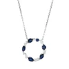 Collier aus 750 Gold Weißgold 6 Saphire 1,22ct blau mit Diamanten L:45cm