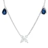 Collier aus 750 Gold Weißgold 2 Saphire 1,21ct blau mit Diamanten L:45cm