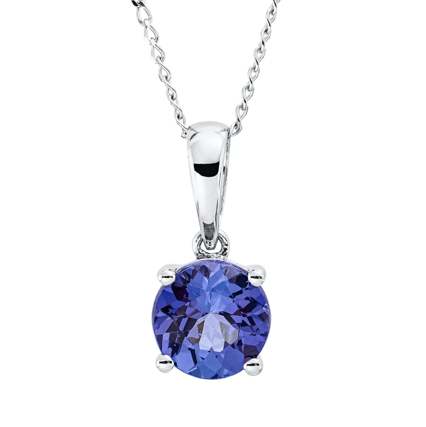 Collier aus 585 Gold Weißgold Tansanit 1,47ct blau L:45,7cm