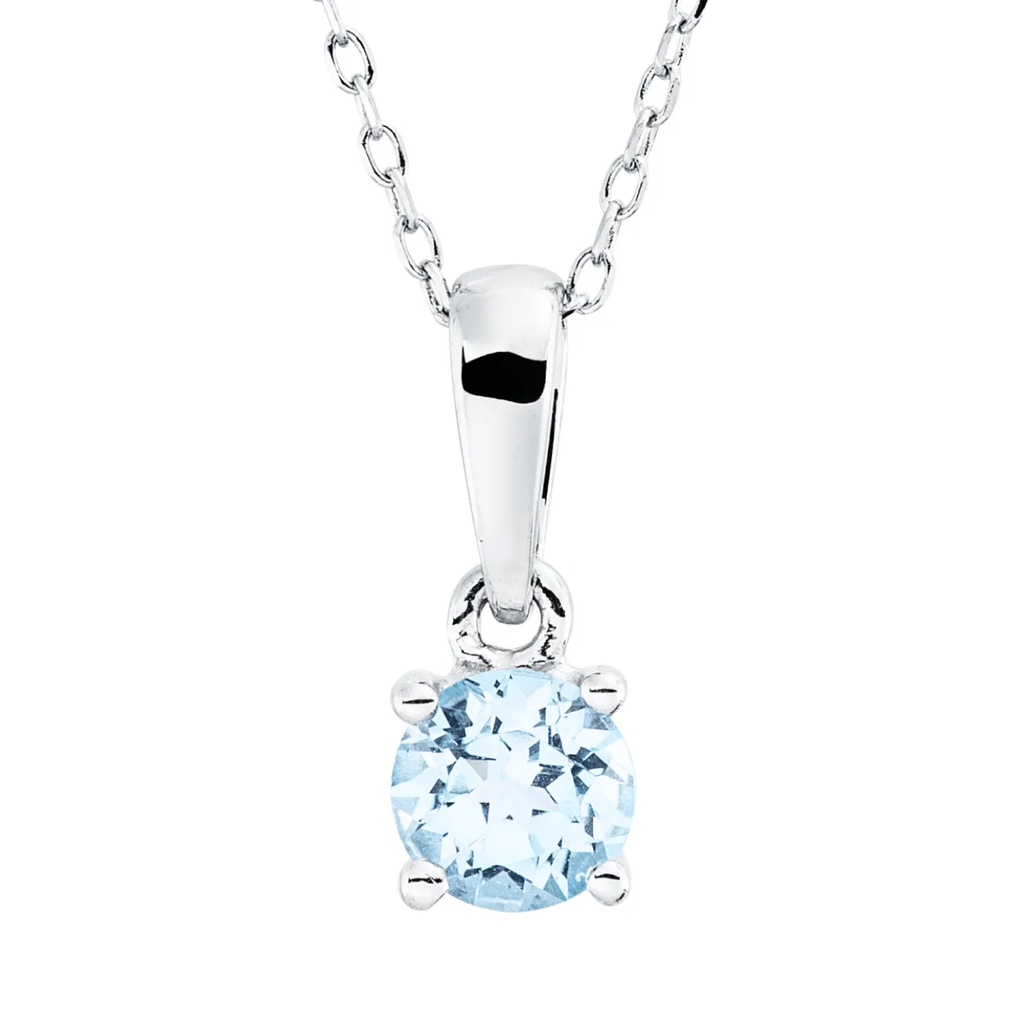 Collier aus 750 Gold Weißgold Topas 0,31ct skyblue L:45cm 4er-Krappe