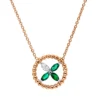 Collier aus 750 Gold weiß/rot 3 Smaragde 0,29ct grün mit Diamant L:43,2cm