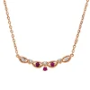 Collier aus 750 Rotgold 3 Rubine 0,06ct rot 5 Brillanten 0,06ct TW-SI L:45cm