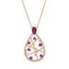 Collier aus 750 Rotgold 7 Rubine 0,75ct rot 59 Brillanten 0,39ct TW-SI L:45cm