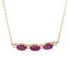Collier aus 750 Rotgold 3 Rubine 0,87ct rot 4 Brillanten 0,1ct F-SI L:45,7cm