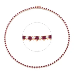 Collier aus 585 Rotgold 90 Rubine 9,48ct rot 87 Brillanten 2,53ct TW-SI L:43,2cm