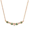 Collier aus 750 Rotgold 4 Smaragde 0,06ct grün 4 Brillanten 0,05ct TW-SI L:45cm