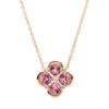 Collier aus 750 Rotgold 4 Turmaline 1,1ct pink 5 Brillanten 0,05ct TW-SI L:43,2cm