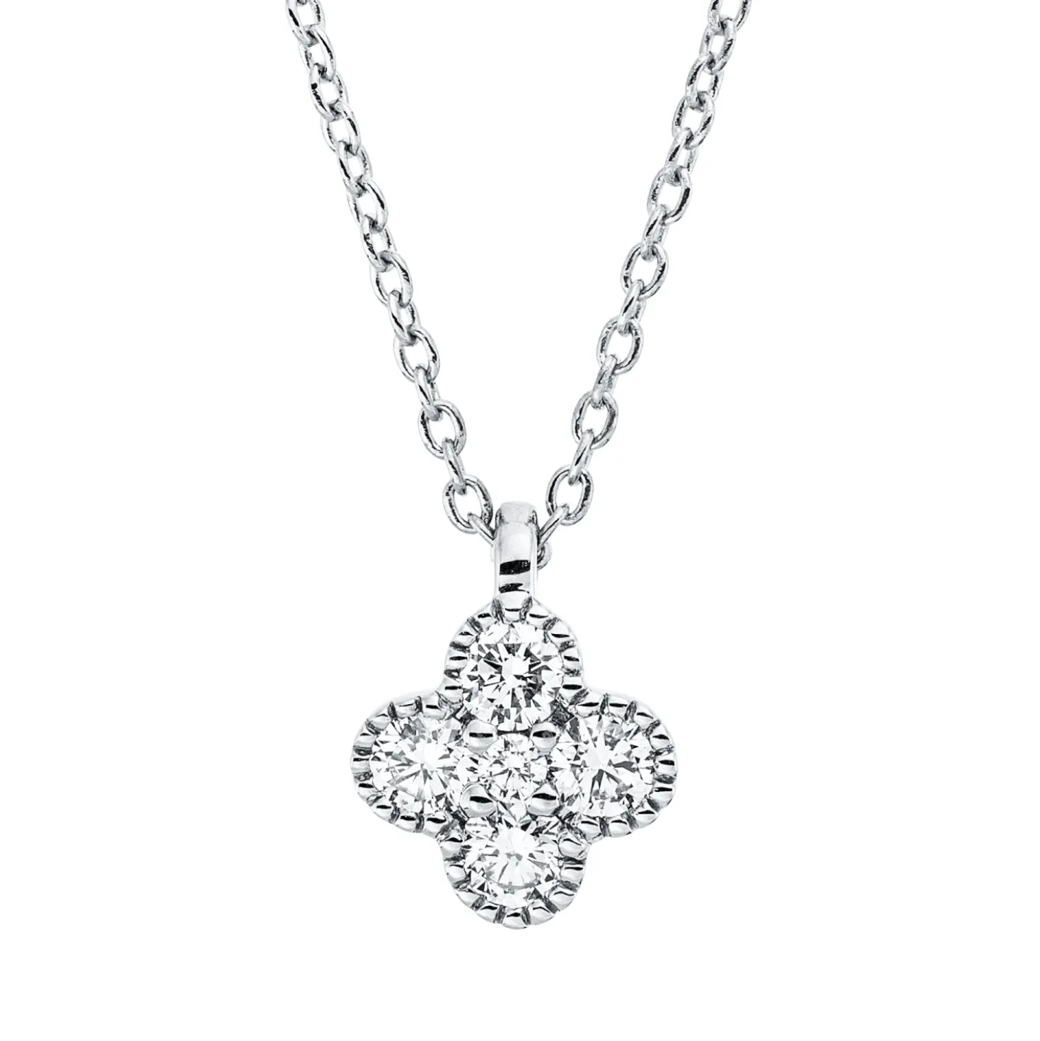 Collier aus 750 Weißgold 4 Brillanten 0,17ct TW-SI 1 Brillant 0,01ct TW-SI L:45cm