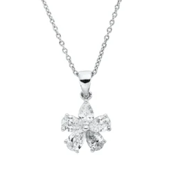 Collier aus 750 Weißgold 5 Diamanten Tropfen-Schliff 0,76ct TW-VSI L:45cm