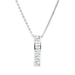 Collier aus 750 Weißgold 11 Diamanten Trapez-Schliff 0,1ct TW-SI L:45cm