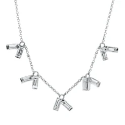 Collier aus 750 Weißgold 10 Diamanten Baguette-Schliff 1,01ct TW-SI L:43,2cm