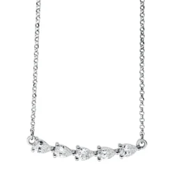 Collier aus 750 Weißgold 5 Diamanten Tropfen-Schliff 0,46ct TW-SI L:43,2cm