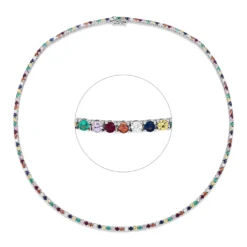Collier aus 750 Weißgold 134 Rubine 7,15ct rot 23 Brillanten 1,19ct TW-SI L:43,2cm