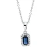 Collier aus 750 Weißgold Saphir 0,3ct blau 18 Brillanten 0,07ct TW-SI L:45,7cm