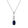 Collier aus 750 Weißgold Saphir 0,35ct blau 2 Brillanten 0,03ct TW-SI L:45cm