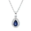 Collier aus 750 Weißgold Saphir 0,49ct blau 18 Brillanten 0,13ct F-SI L:45,7cm