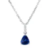 Collier aus 750 Weißgold Saphir 0,71ct blau 3 Brillanten 0,05ct TW-SI L:43,2cm