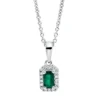 Collier aus 750 Weißgold Smaragd 0,29ct grün 18 Brillanten 0,07ct TW-SI L:45cm