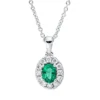 Collier aus 750 Weißgold Smaragd 0,12ct grün 12 Brillanten 0,09ct TW-VSI L:45cm