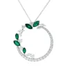 Collier aus 750 Weißgold 5 Smaragde 1,9ct grün 40 Diamanten 2,77ct F-VSI L:45,7cm
