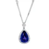 Collier aus 750 Weißgold Tansanit 5,84ct blau 35 Brillanten 0,63ct TW-SI L:45,7cm