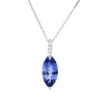 Collier aus 750 Weißgold Tansanit 2,61ct blau 6 Brillanten 0,05ct TW-SI L:45,7cm