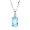 Collier aus 750 Weißgold Topas 0,78ct blau Brillant 0,01ct TW-SI L:45cm
