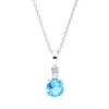 Collier aus 750 Weißgold Topas 0,55ct blau Brillant 0,03ct TW-SI L:45cm